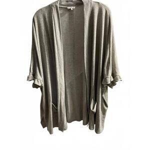 Simple Sustainable clothing  Lightweight Gray Kimono Cardigan with Pockets 2X